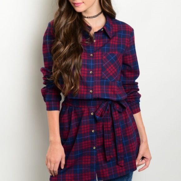 PLAID PRINT TOP/DUSTER/MINI DRESS - Picture 2 of 2